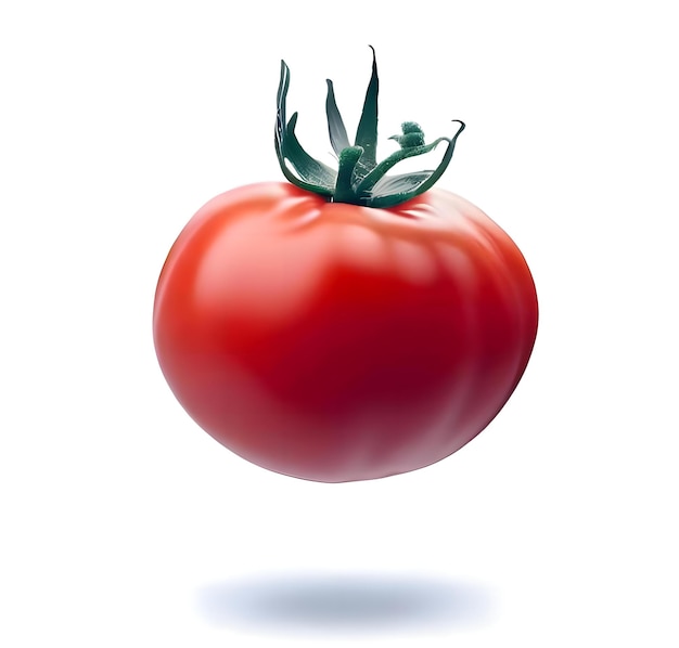 Tomato hanging on a white background