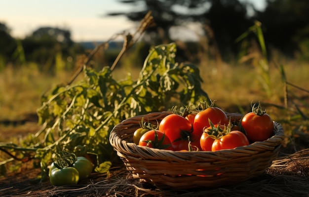 Tomato harvest in a basket