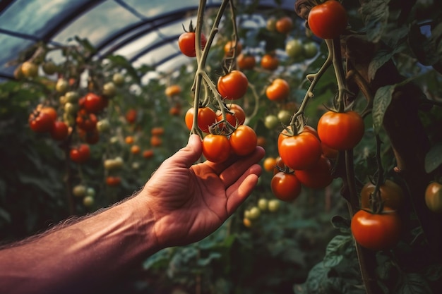 Tomato Harvest Hands Holding Ripe Red Tomatoes Generative Ai