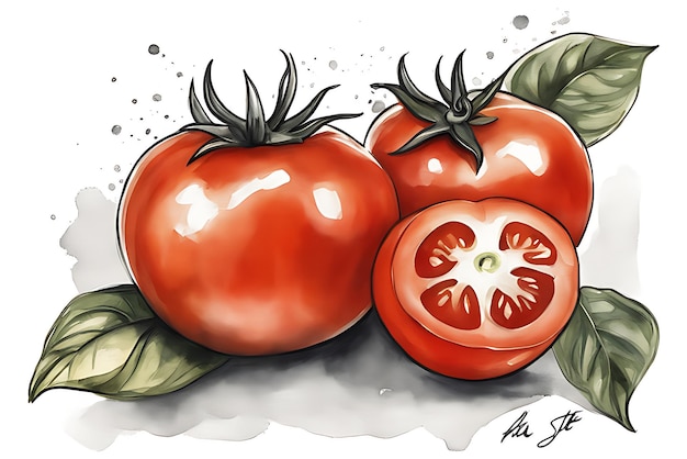 Tomato Illustration Coloring Page Sketch