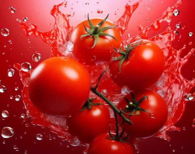 A tomato is being splashed into the water Generative AI Illustration