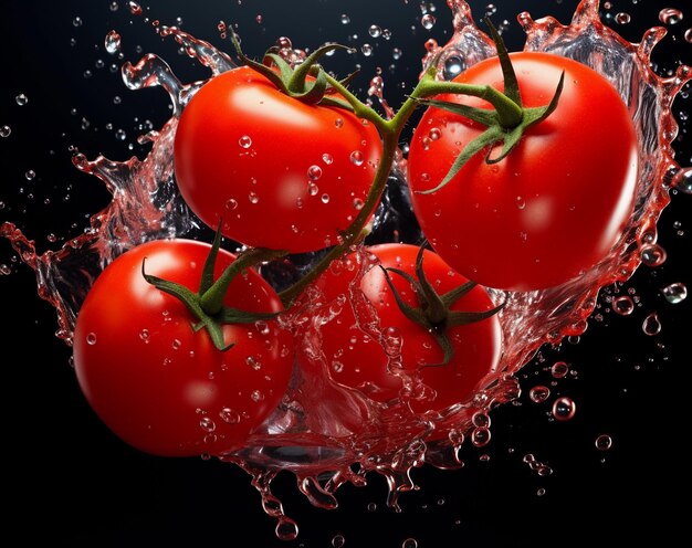 A tomato is being splashed into the water Generative AI Illustration