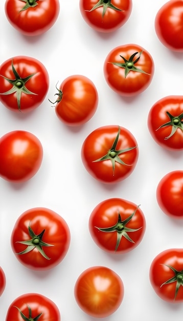 Tomato on an isolated white background pattern