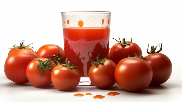 Tomato juice in a glass with fresh tomatoesgenerative ai