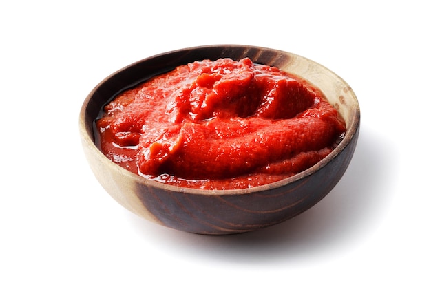 Tomato paste isolated on white background