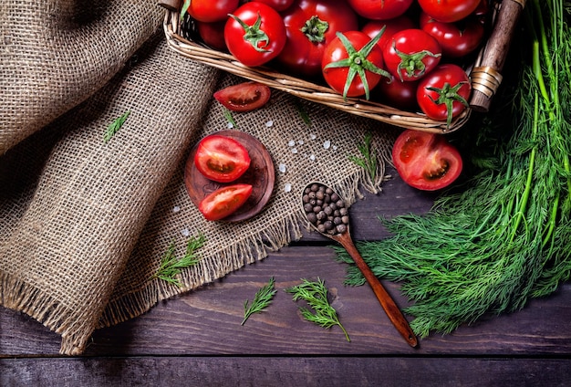 Tomato pepper and herbs