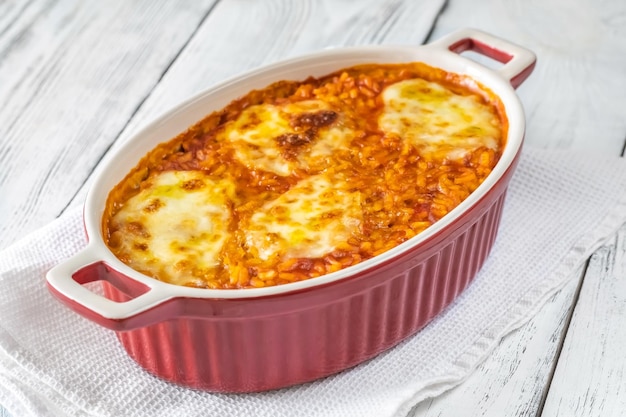 Tomato risotto with mozzarella