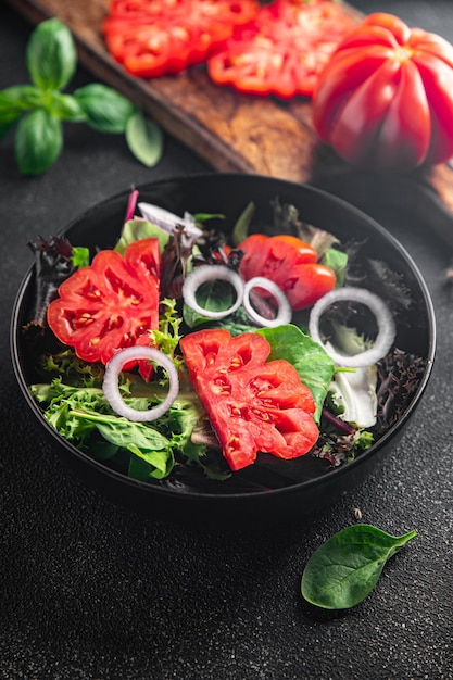 tomato salad vegetable lettuce fresh dish healthy meal food snack diet on the table copy space food