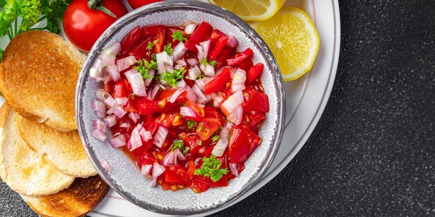 tomato salsa traditional spicy food fresh healthy meal food snack on the table copy space food