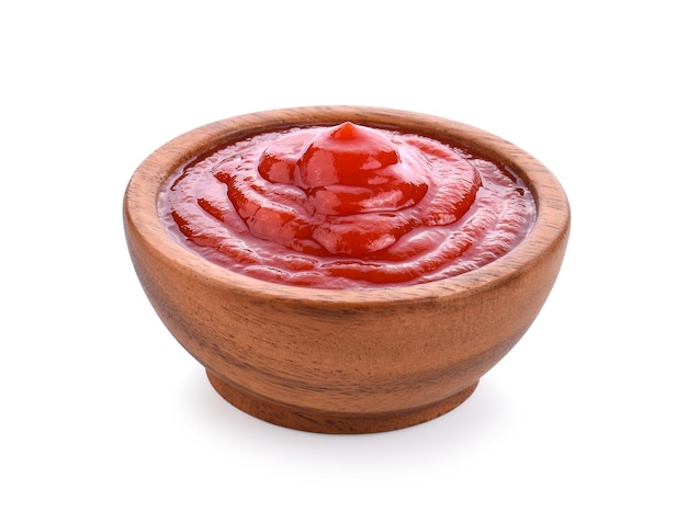 Tomato sauce in a bowl on white background