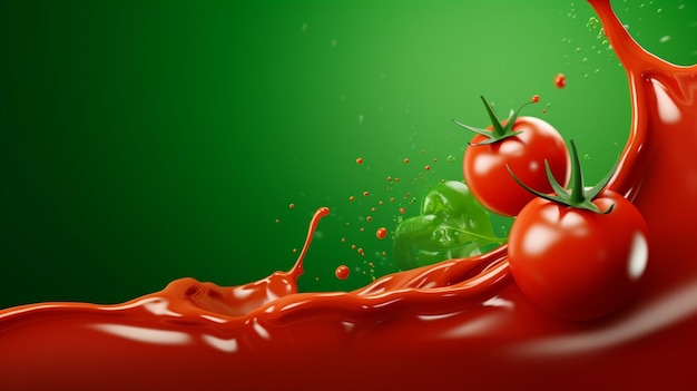 Foto il concetto pubblicitario della salsa di pomodoro che scorre in studio