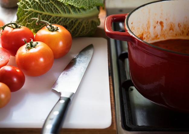 Идея рецепта фотографии еды с томатным соусом