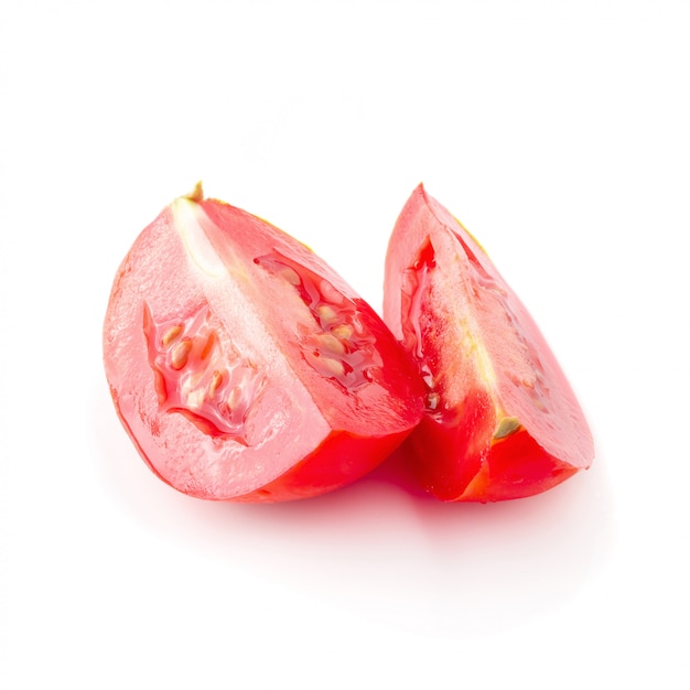 Tomato slice isolated over white background