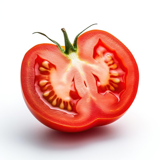 Foto fetta di pomodoro su sfondo bianco isolato