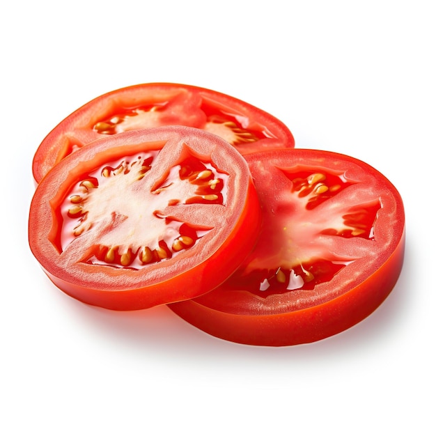 색 고립 된 색 배경에 토마토 슬라이스