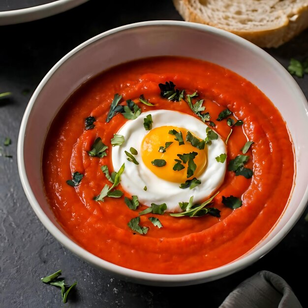 Photo tomato soup cream food photography