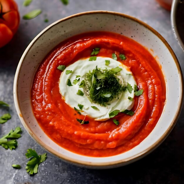 Photo tomato soup cream food photography