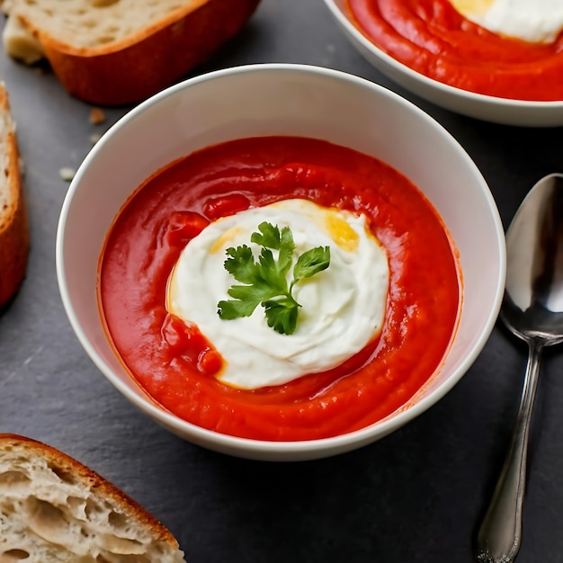 Photo tomato soup cream food photography