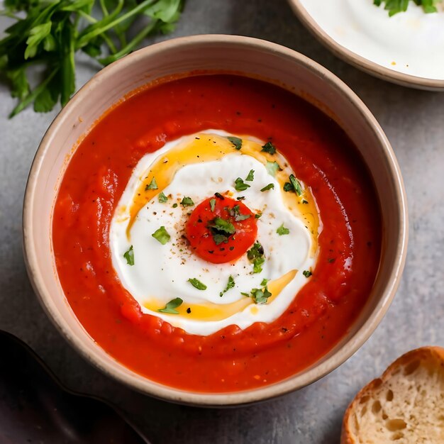 Photo tomato soup cream food photography