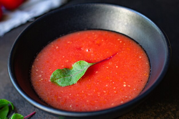 tomato soup gazpacho in a plate