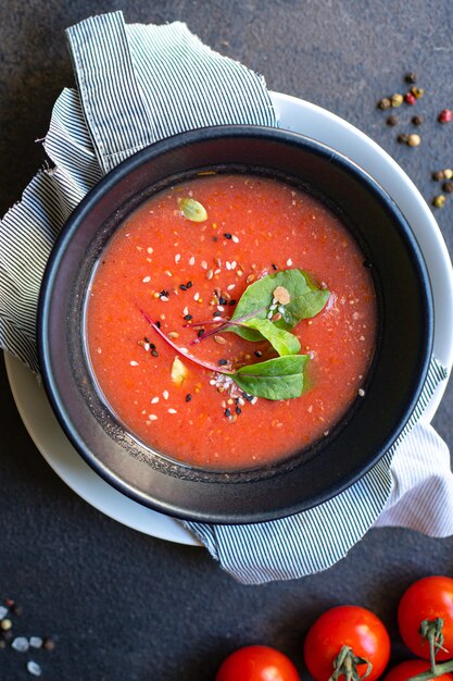 tomato soup gazpacho in a plate