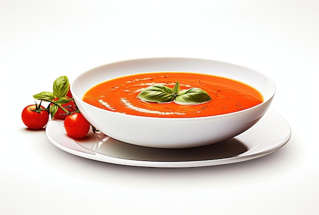 Photo tomato soup isolated on white background in the style of u image