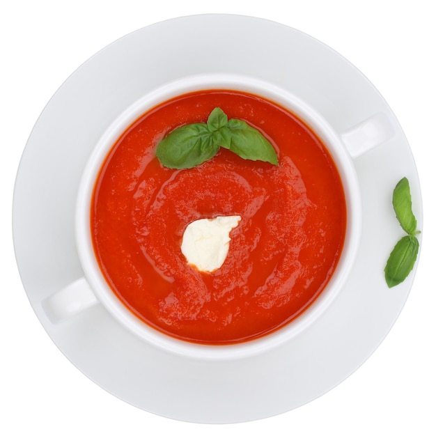tomato soup meal with fresh tomatoes isolated