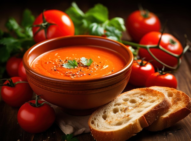 Tomato soup puree with vegetables