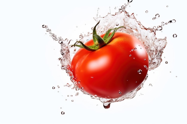 a tomato splashing in a water splash