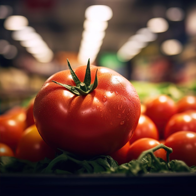 a tomato in supermarket natural frame captured using