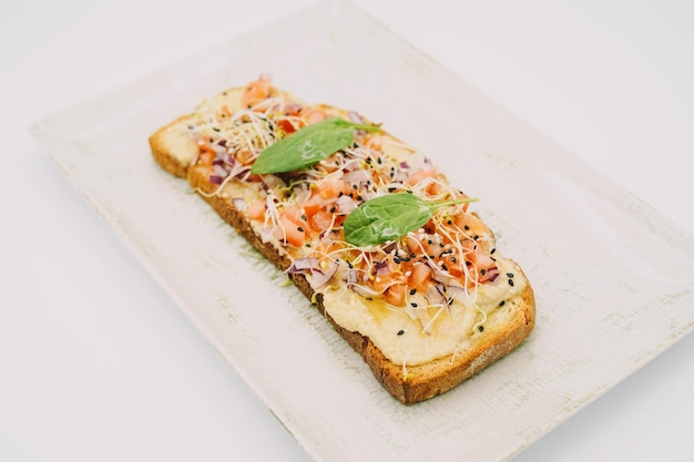 Tomato toast onion basil and spices