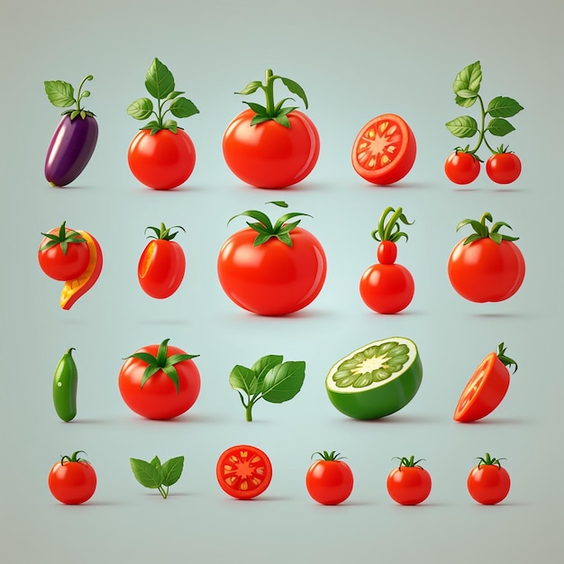 Томат овощный мультфильм векторная икона иллюстрация еда природа икона концепция изолированный премиум вектор