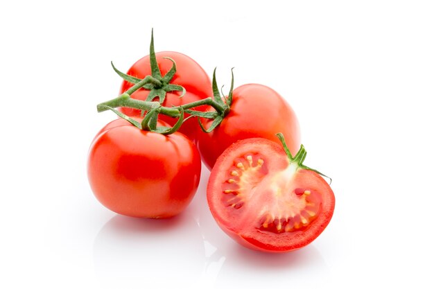 Tomato on the white isolatd background.