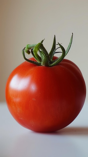 A tomato on a white table