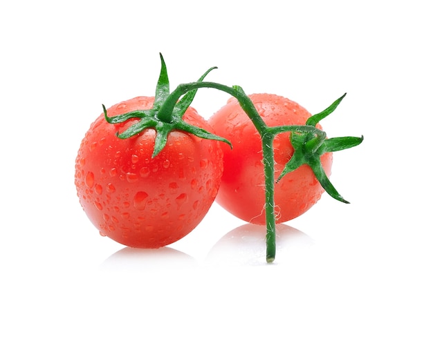 Tomato with drops isolated on white