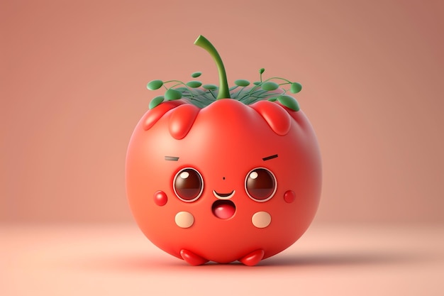 A tomato with eyes and a nose that says'tomato '