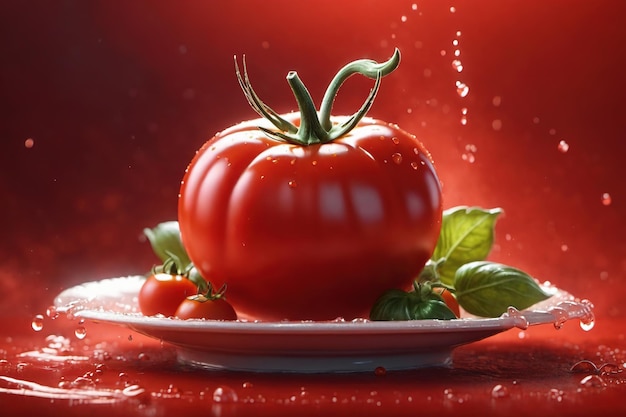 Foto un pomodoro con una faccia sorridente