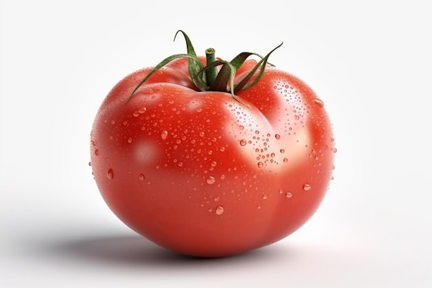 A tomato with water droplets on it