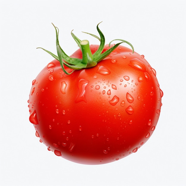 Tomato with water drops on a white background