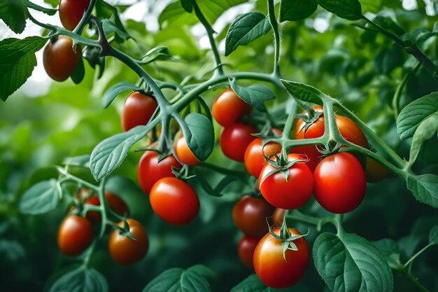 Photo tomatoes are grown in a greenhouse.