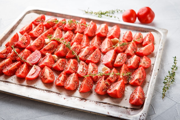 Tomatoes in baking tray