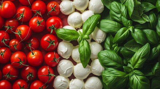 tomatoes and basil leaves