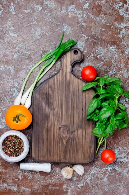 Tomatoes, basil and peper spice