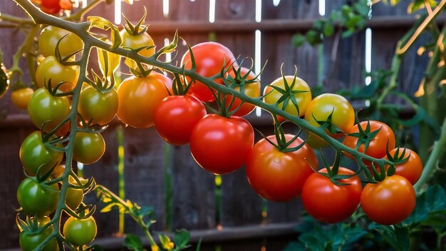 Photo tomatoes on a branch