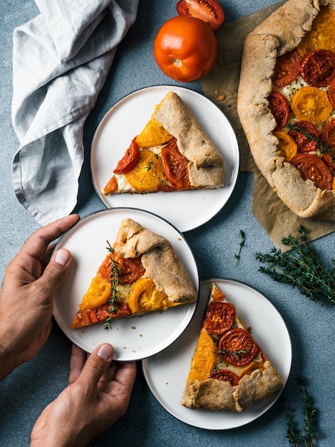 tomatoes and cheese tart or galette