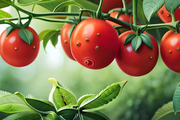 Tomatoes growing on a tree