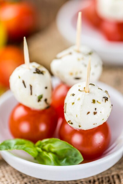 Tomatoes and Mozzarella with fresh Basil