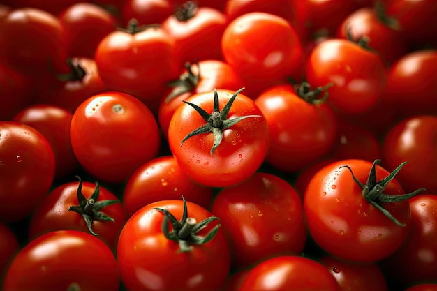 Tomatoes Organic red tomatoes in market Generative Ai