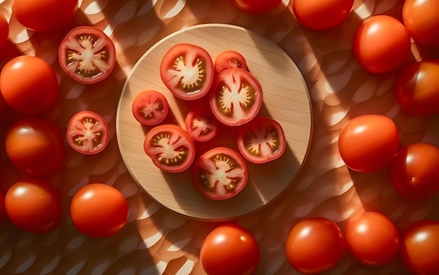 Tomatoes on a plate with a plate of tomatoes on top
