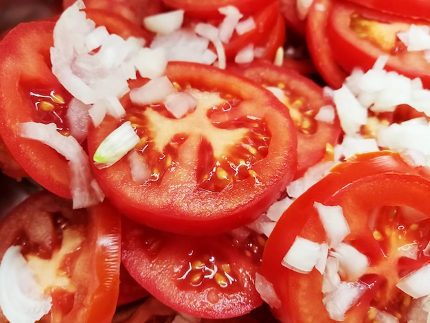 Photo tomatoes sallad with onion